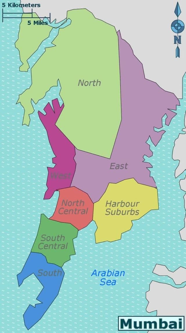 Карта окрестностей Мумбаи - Бомбея