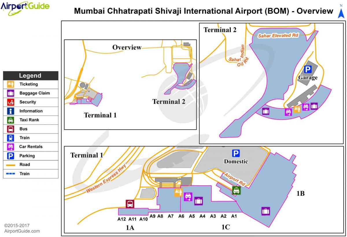 Карта терминала аэропорта Мумбаи - Бомбей