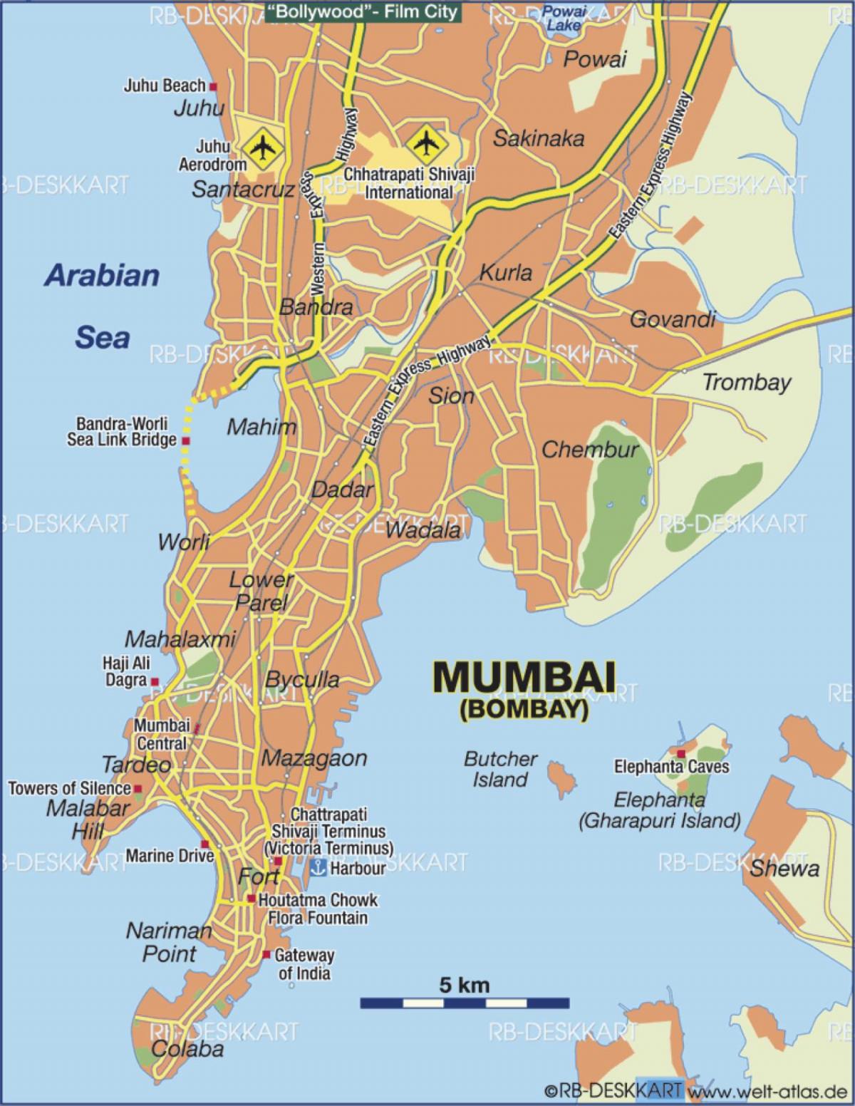 Карта аэропортов Мумбаи - Бомбей