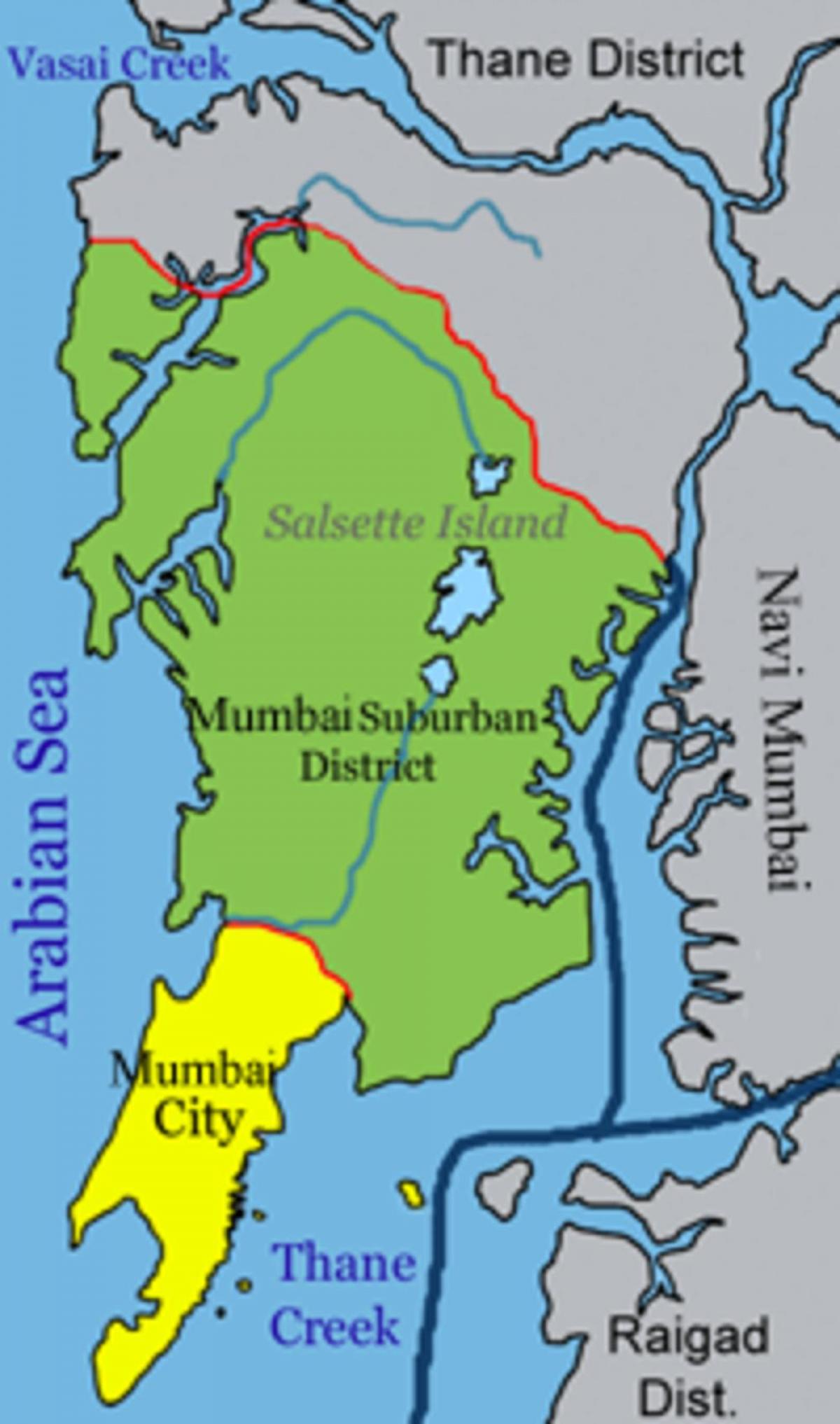 Карта района Мумбаи - Бомбей